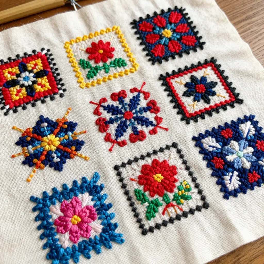 Natural lighting showcasing embroidery texture and depth